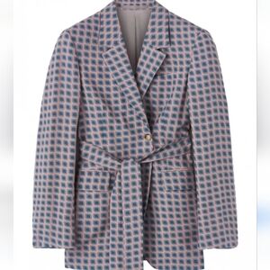 Tiger of Sweden Blush Pink Blue and White Tencel Blazer Jacket Size 38